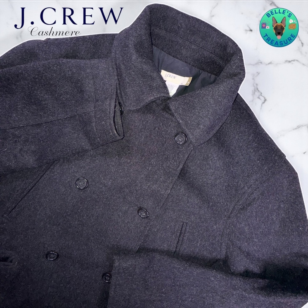 J. Crew Cashmere Blend Wool Pea Coat Women's Medium Double Breasted Gray